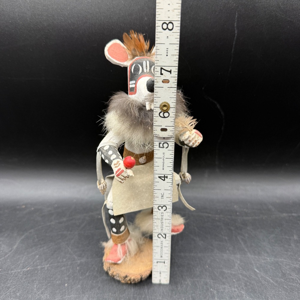 Vintage 7" White Mouse Kachina Doll Dancer Native American Folk Art Hand Painted - Picture 3 of 10